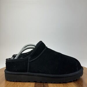 Womens UGG Classic Black Sheepskin Suede Comfort Casual Slippers Size 10 M GUC